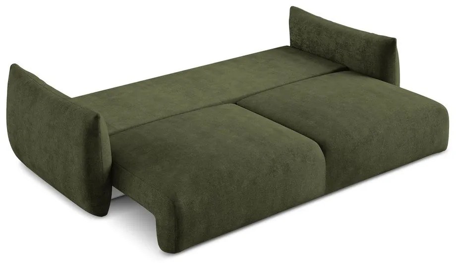 Zielona rozkładana sofa z tkaniny szenilowej 230 cm Leila – Makamii