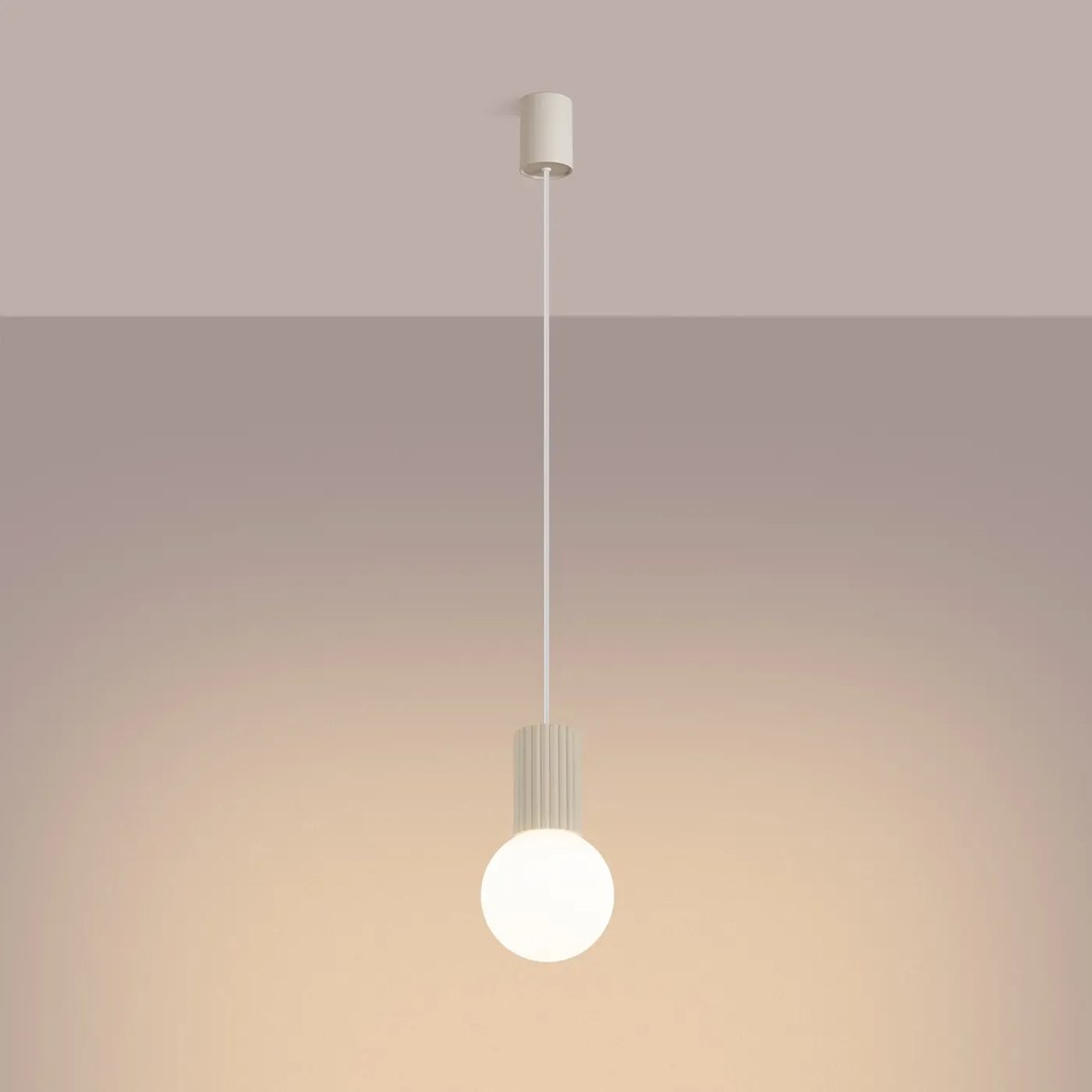 Lampa wisząca HALO 1 beżowa ryflowana  SOLLUX  LIGHTING