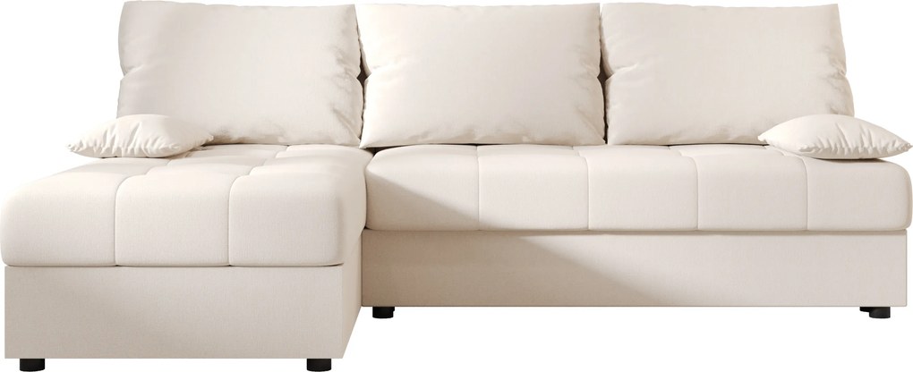 Rozkładana narożna sofa VENORIA SLIM 200x143 cm, kremowa, uniwersalna + 2 poduszki GRATIS