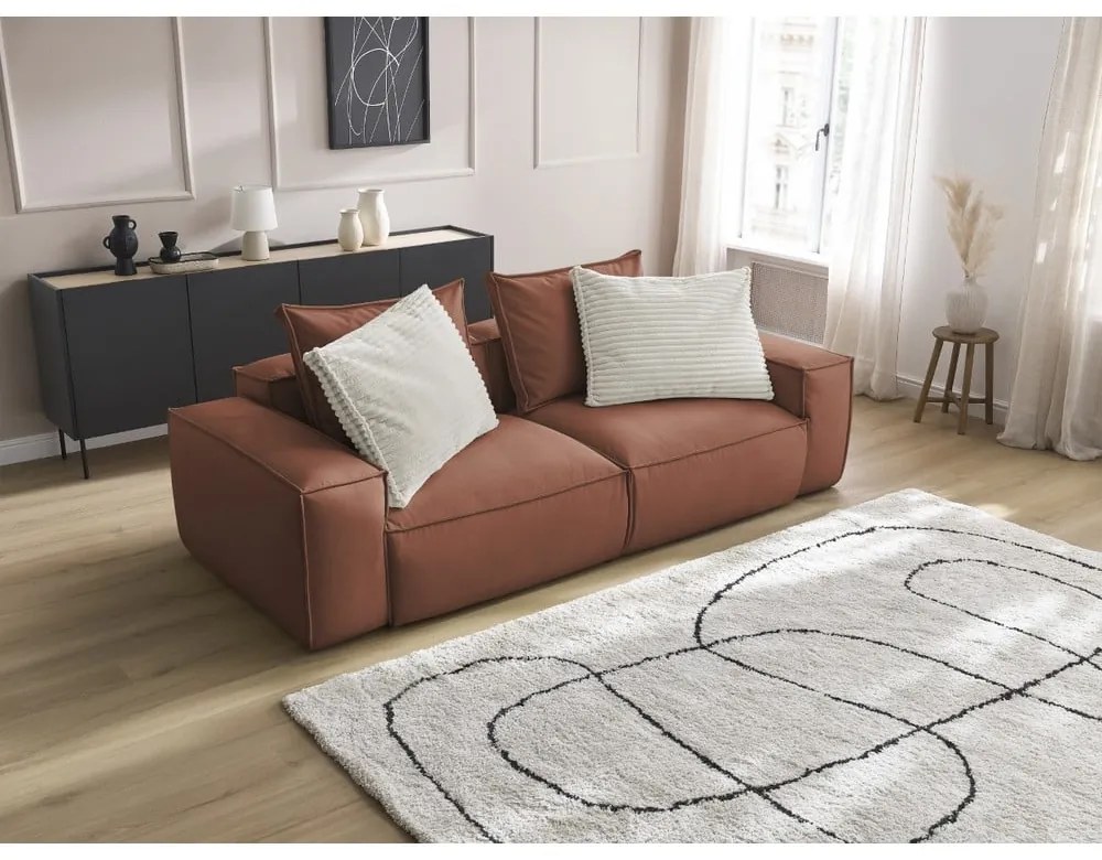 Ciemnobrązowa sofa z imitacji skóry 260 cm Boheme – Bobochic Paris