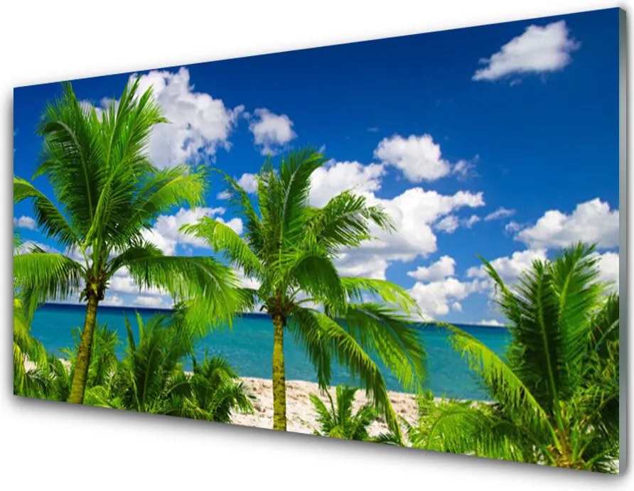 Szkło do Kuchni na Ścianę Tropikalna Panorama Z Palmami