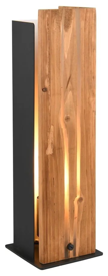 Czarno-naturalna lampa stołowa z drewnianym kloszem (wysokość 40 cm) Karuni – Trio