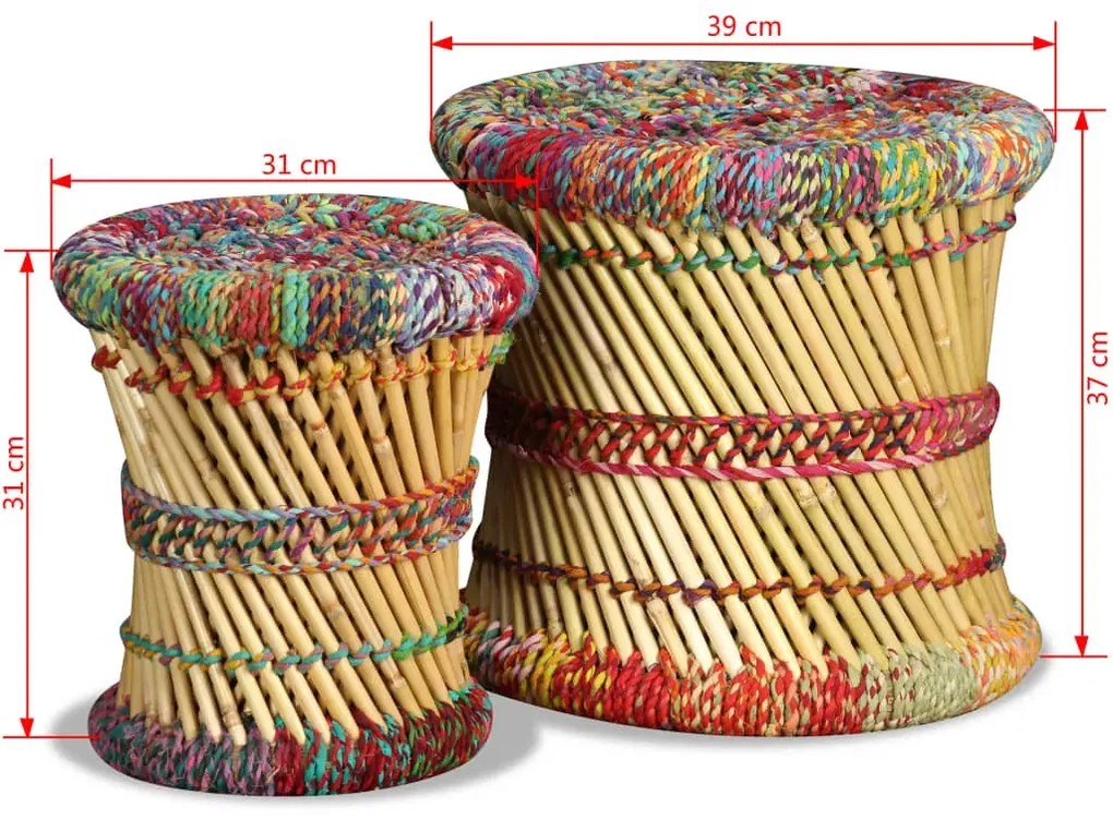 Bambusowe okrągłe stołki w stylu chindi 2 szt T6-A15