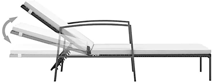 Czarny leżak ogrodowy z białą poduszką W7-R81