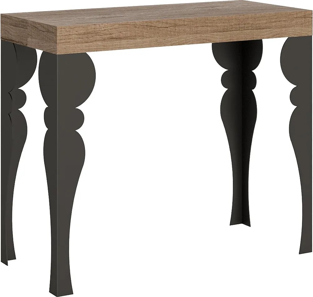 Konsola rozkładana 90x40/300 cm Paxon Dąb naturalny rama w kolorze Antracytu