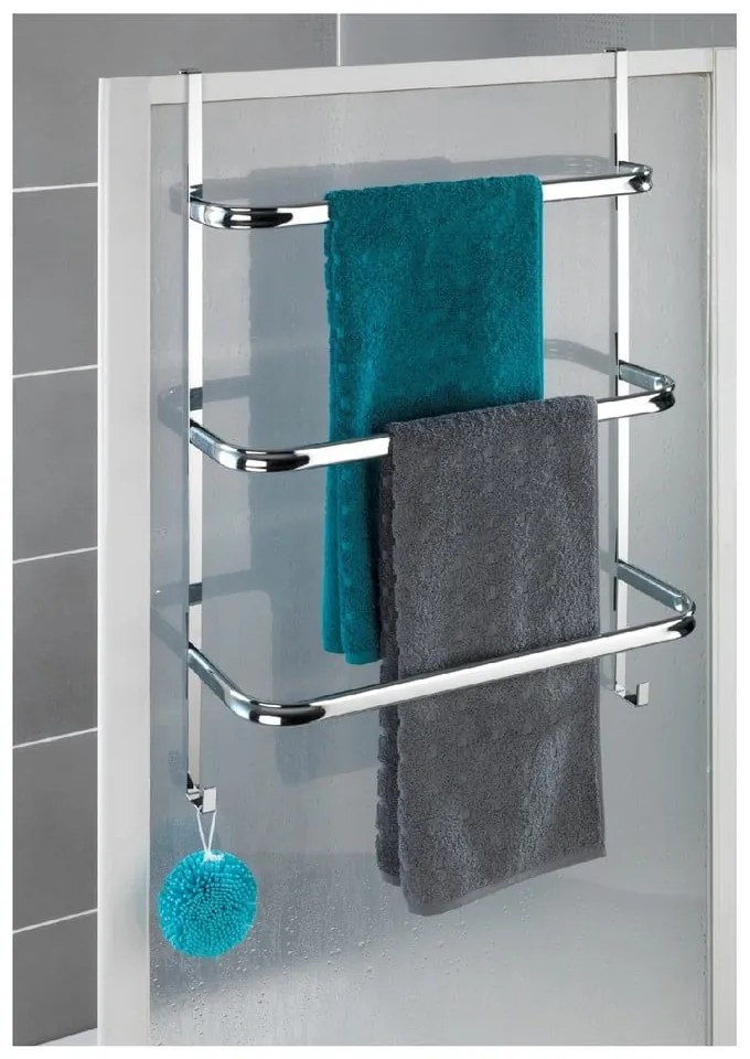 Srebrny wieszak na ręczniki Wenko Towel Holder Chrome, 21x54 cm