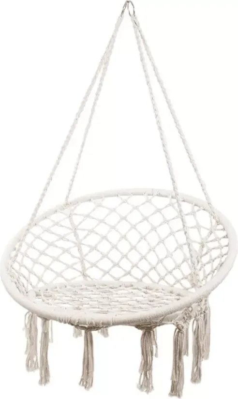 Fotel wiszący z plecionej liny Lunara – designerski kokon w stylu boho, idealny do ogrodu, tarasu lub wnętrza