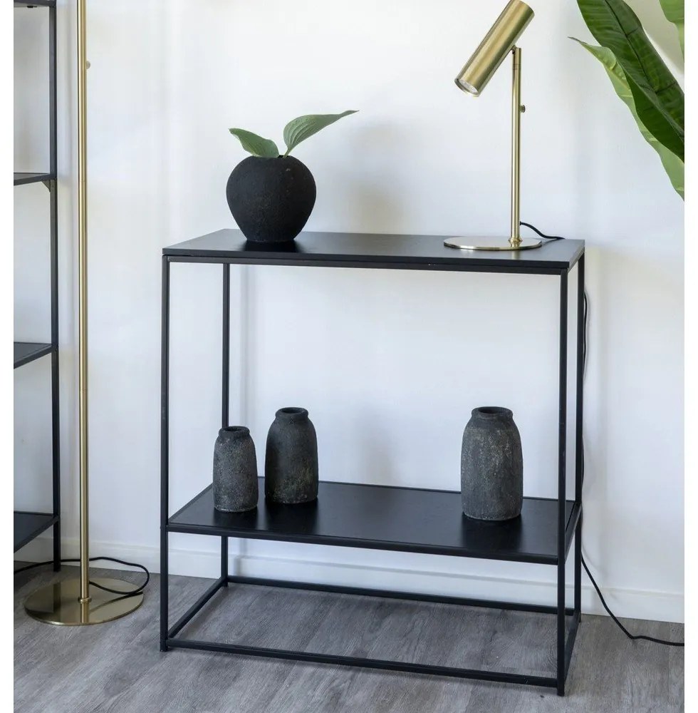 Czarna konsola z czarnym blatem 80x36 cm Vita – House Nordic