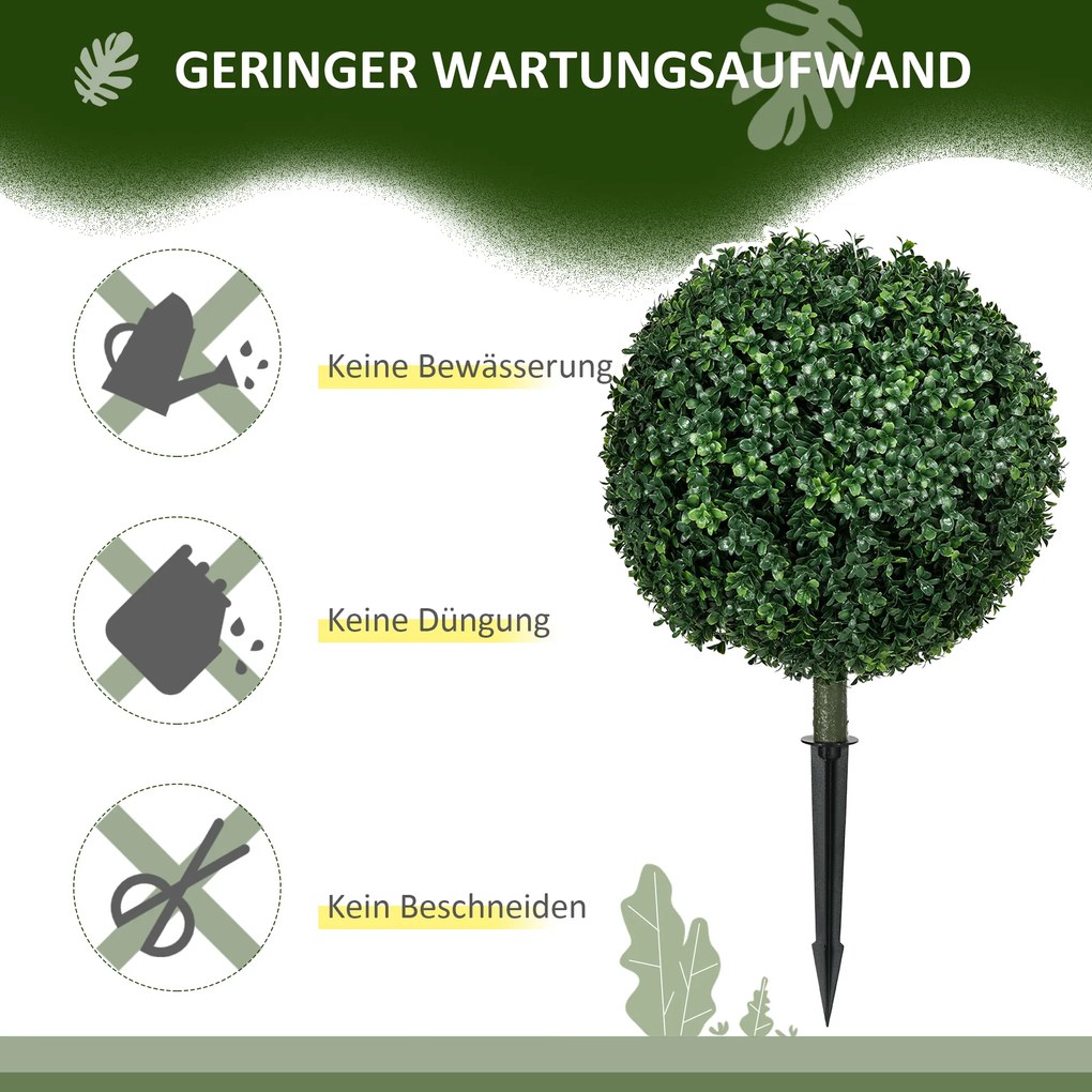 HOMCOM Sztuczny Bukszpan w Zestawie 2 szt., Realistyczny, Odporny na Warunki Atmosferyczne, Łatwy w Pielęgnacji, 70 cm