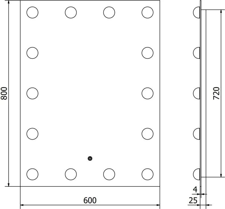 Mexen Dona lustro łazienkowe podświetlane 60 x 80 cm, LED 6000K, antypara - 9818-060-080-611-00