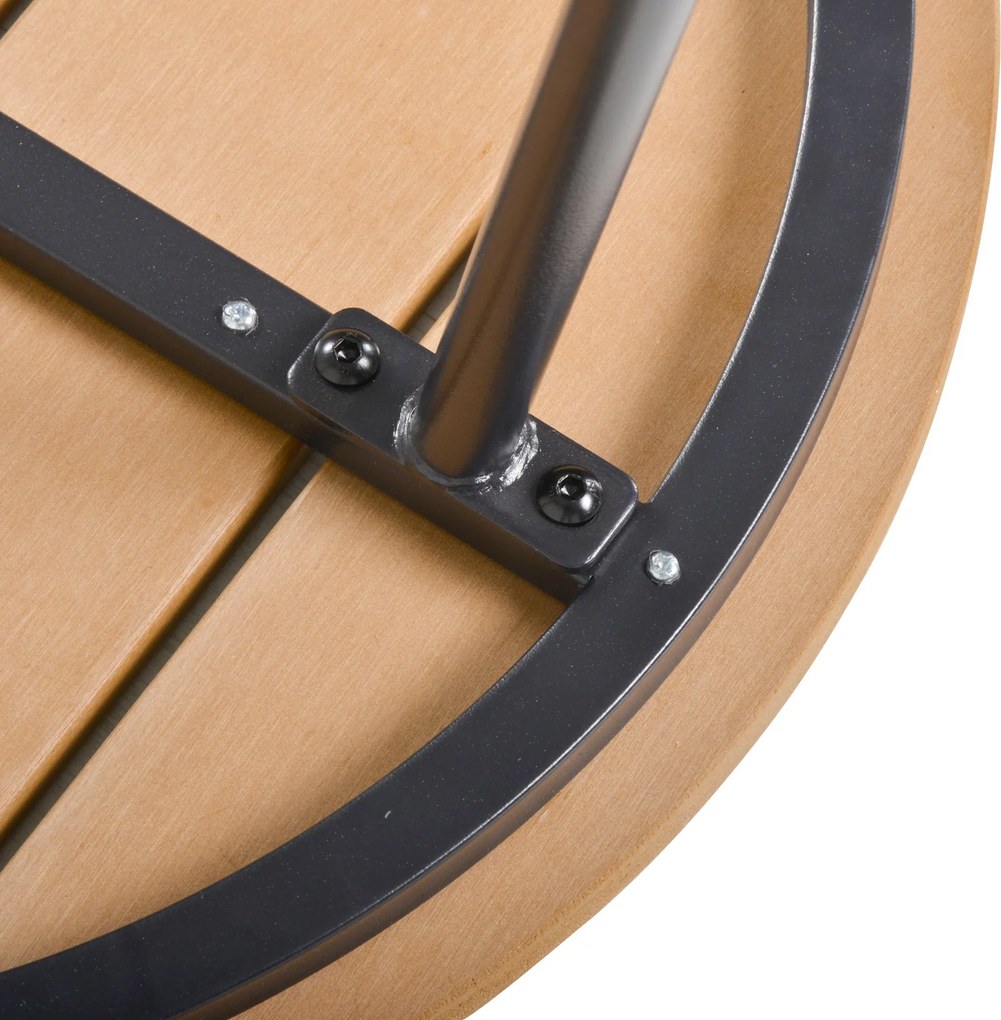 Outsunny Stół Ogrodowy - Elegancki Design, Stabilność i Regulowane Nóżki, Brązowy Ø49 x 48H cm