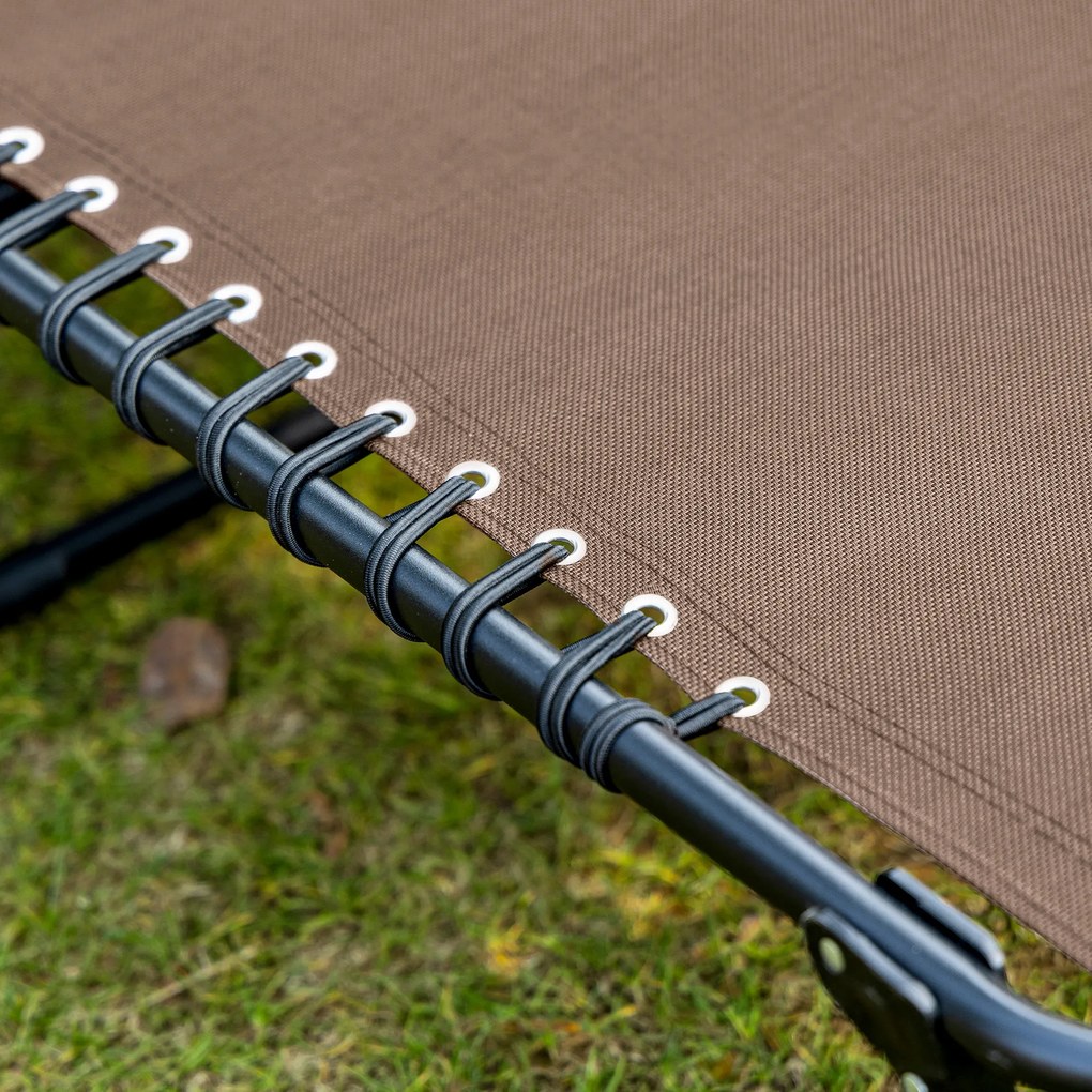 Outsunny Leżak składany z poduszką na szyję, rama stalowa, pokrycie z siatki, obciążenie do 120 kg, kolor brązowy