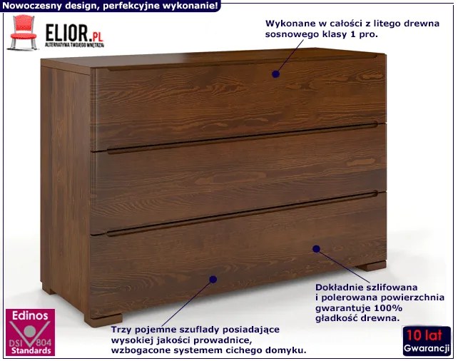 Komoda drewniana 3 szuflady Inca 2S - Orzech