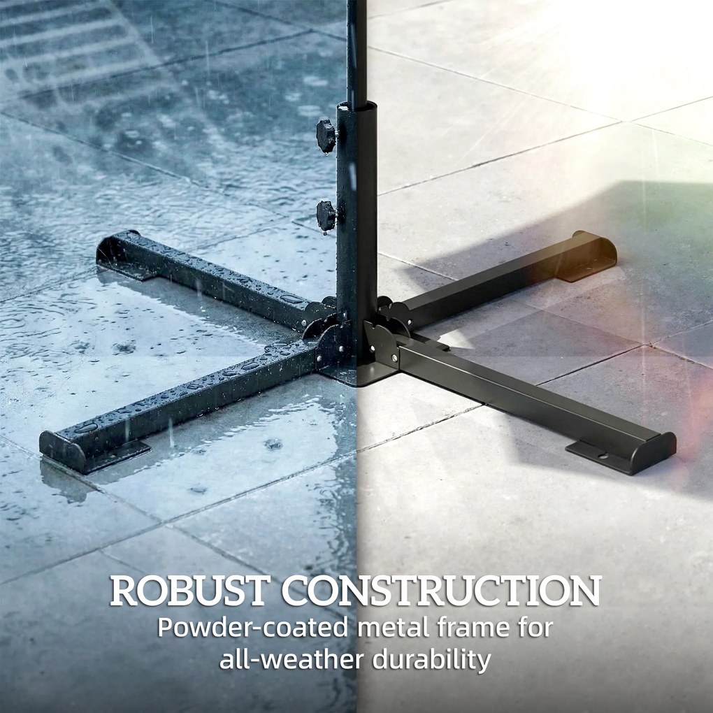 Outsunny Stojak na parasol składany na drążki o średnicy 38 i 48 mm, metalowa podstawa krzyżowa, ciemnoszary | Aosom PL