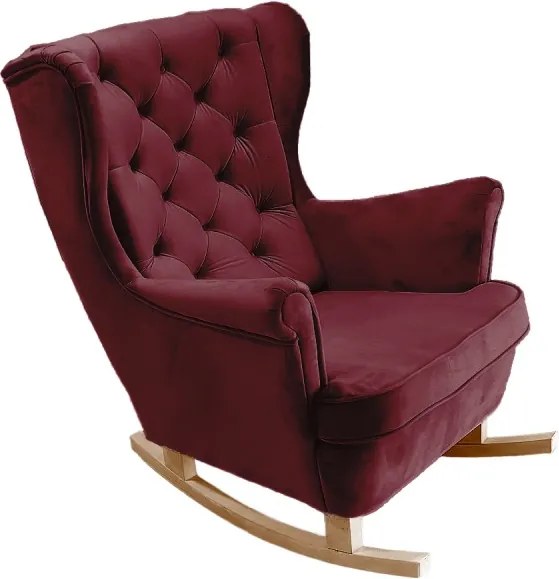 Fotel USZAK bujany tapicerowany z podłokietnikami, kolor Burgundowy tkanina MAGIC VELVET