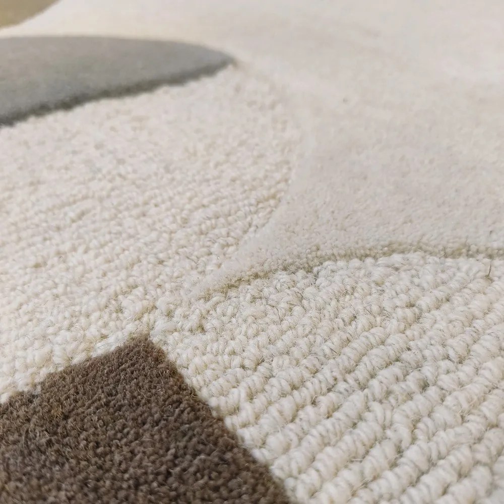 Szarobeżowy wełniany chodnik tkany ręcznie 80x230 cm Mia Scallop Frame – Flair Rugs