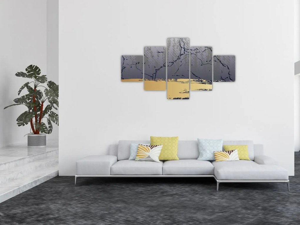 Obraz - Niebiesko-złota abstrakcja N⁰1 (125x70 cm)