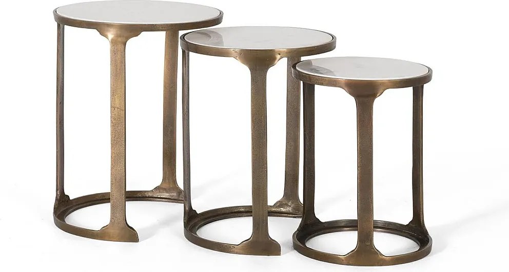 Zestaw 3 stołów z metalu i marmuru