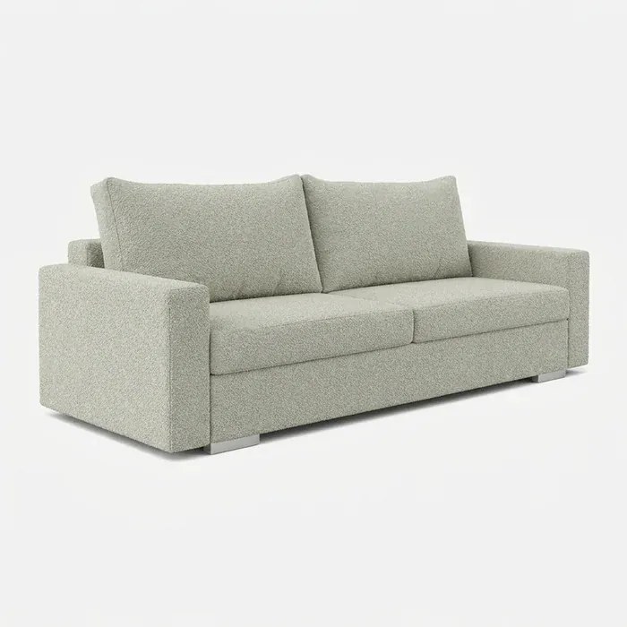 Sofa z Funkcją Spania DRAVOS Szara Boucle Japandi