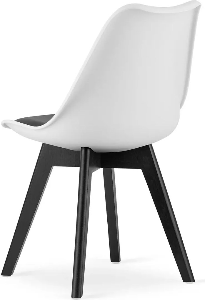 Zestaw białych krzeseł skandynawskich z czarną poduszką 4 szt. S3-T50