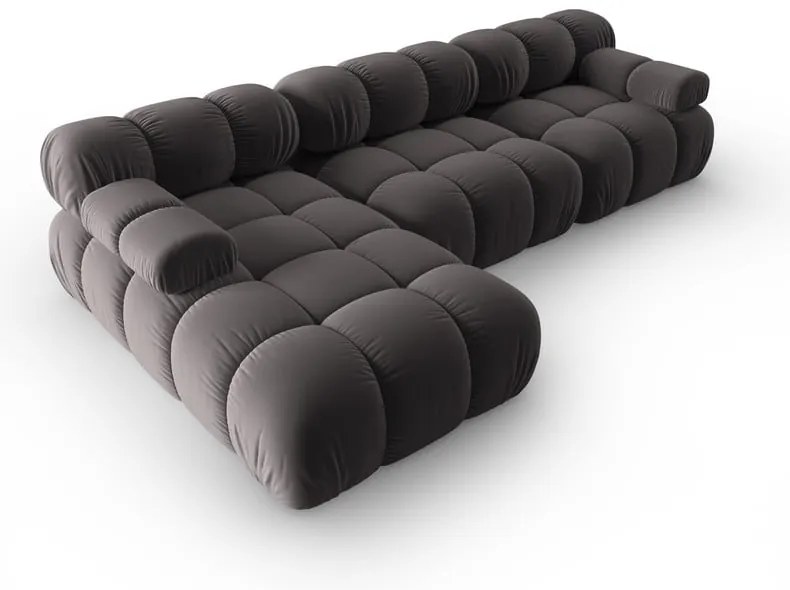 Ciemnoszara aksamitna sofa 285 cm Bellis – Micadoni Home