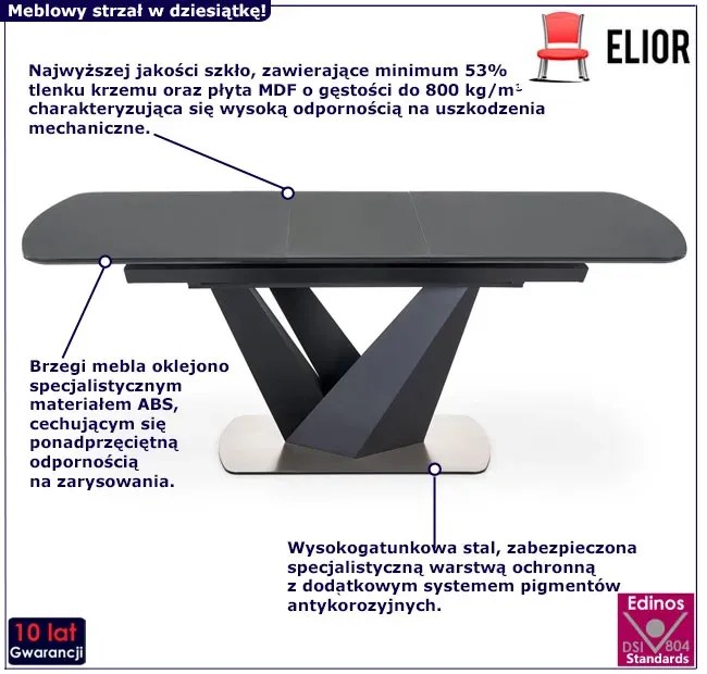 Popielaty rozkładany nowoczesny stół T0-C15