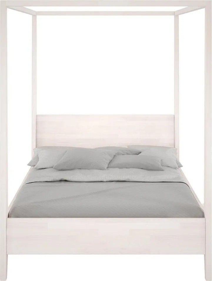 Łóżko bukowe Visby CANOPY z baldachimem, 140x200, biały