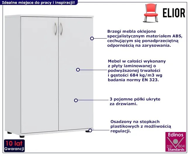 Biała zamykana komoda biurowa - Filevi
