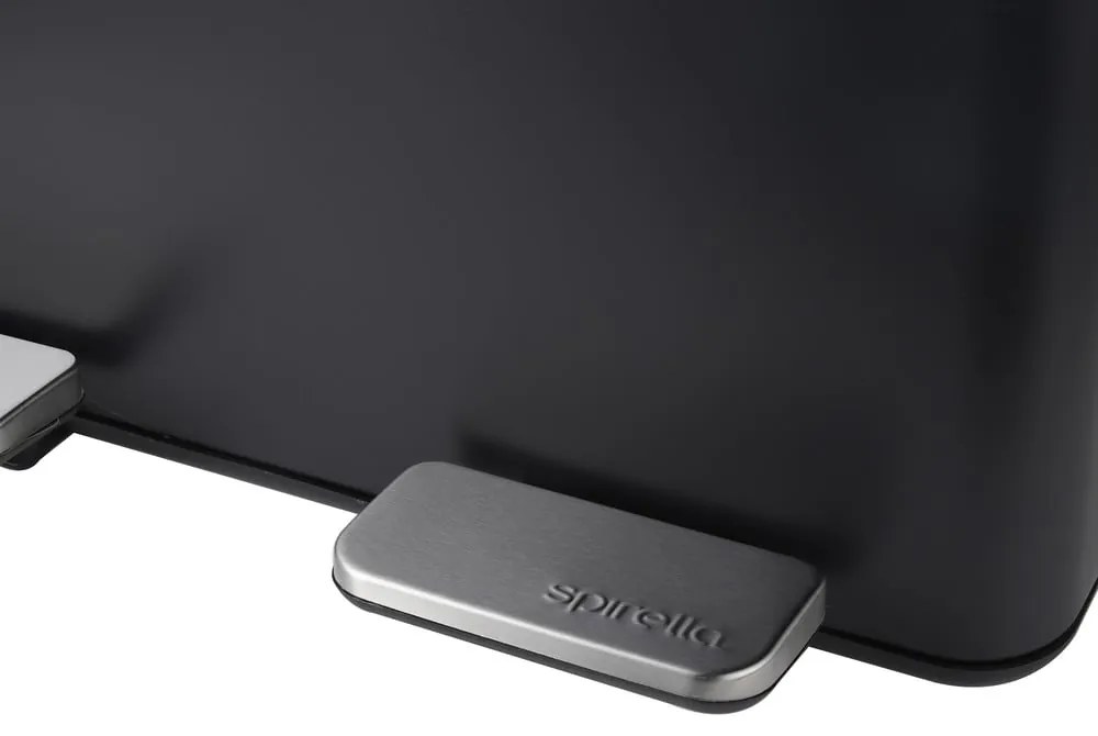 Stalowy kosz na śmieci 2x20 l do segregacji odpadów/z pedałem w kolorze matowej czerni Aliya – Spirella