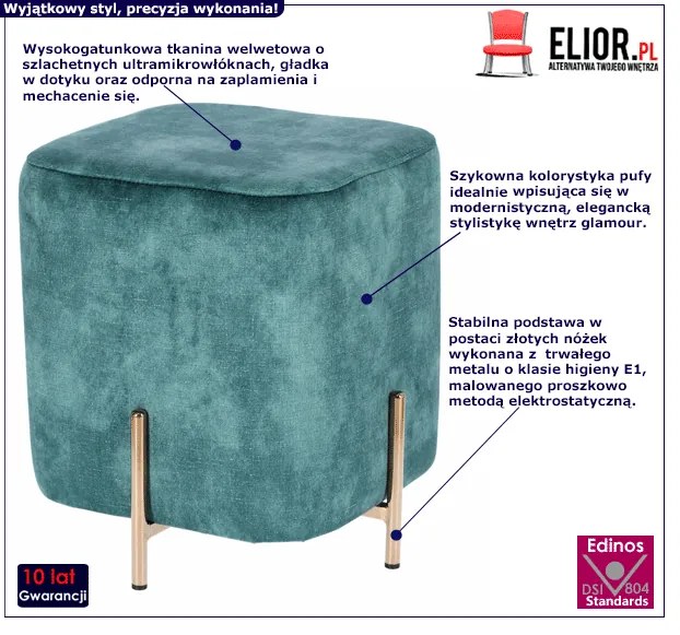 Niebieska Pufa Glamour Welwetowa M9-G52