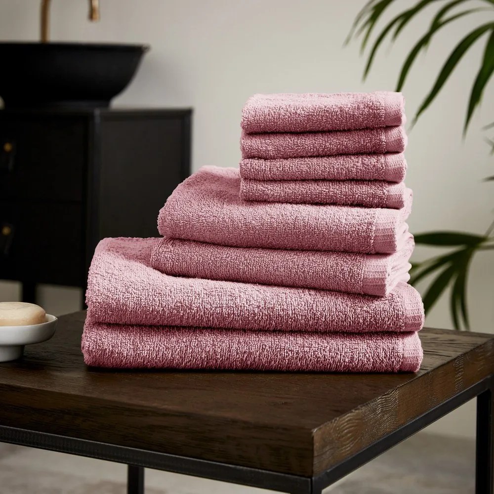 Różowe bawełniane ręczniki szybkoschnące/frotte zestaw 8 szt. Quick Dry – Catherine Lansfield