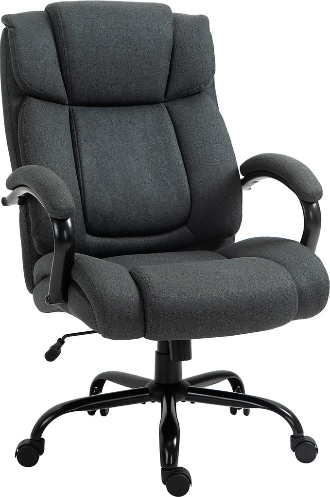Vinsetto Fotel biurowy, Ergonomiczny fotel biurowy, Fotel obrotowy z wyściełanym podłokietnikiem, do 220 kg, Szary
