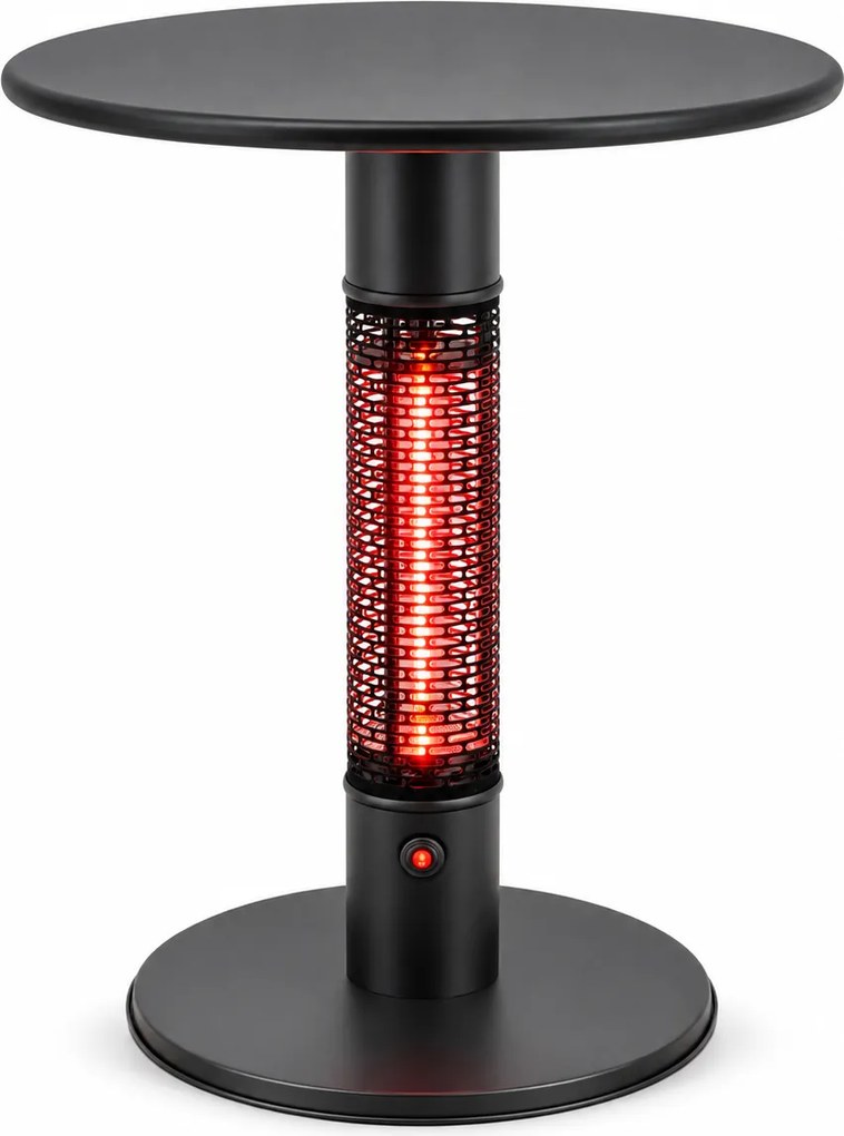 Ogrzewany stół tarasowy z promiennikiem podczerwieni, wysokość 790 mm, 1500 W, Ø 600 mm, czarny