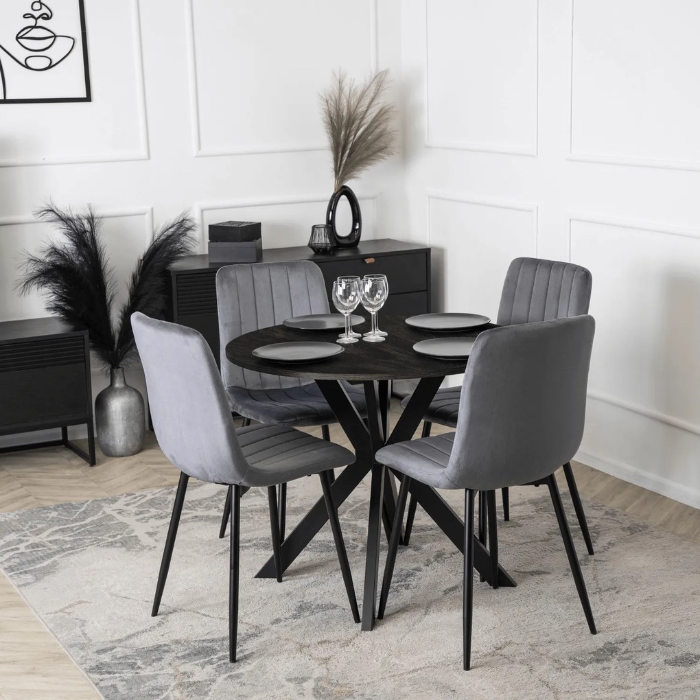 Stół Okrągły LAUREN 80 cm Czarny Loft Nowoczesny