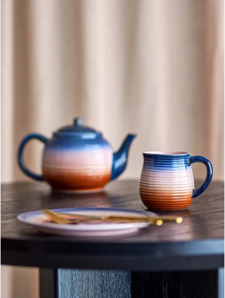 Niebiesko-pomarańczowe kubki ceramiczne zestaw 4 szt. 200 ml Tatum – Bloomingville