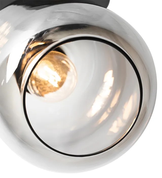 Designerski plafon z reflektorami czarny ze złotem i przydymionym szkłem - Zuzanna