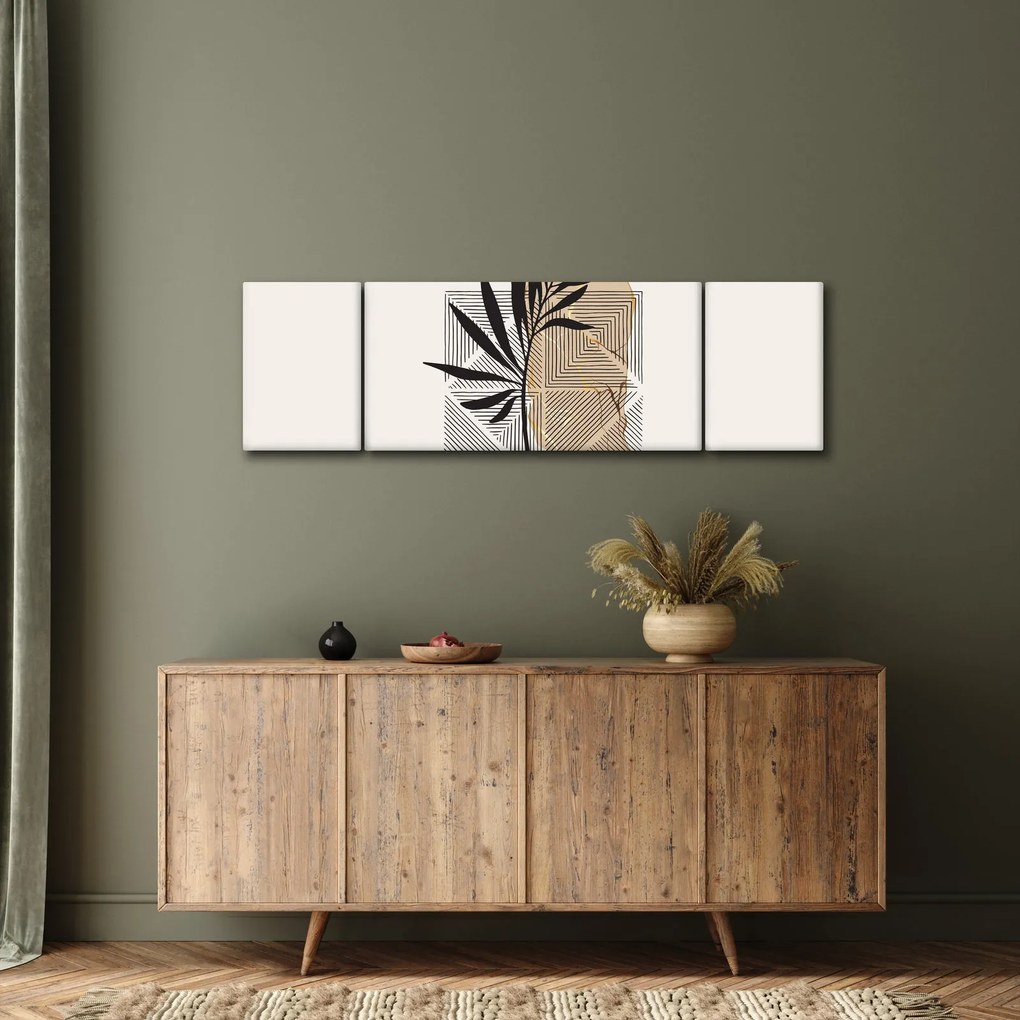 Obraz - Abstrakcja z tropikalnymi liśćmi N⁰1 (170x50 cm)