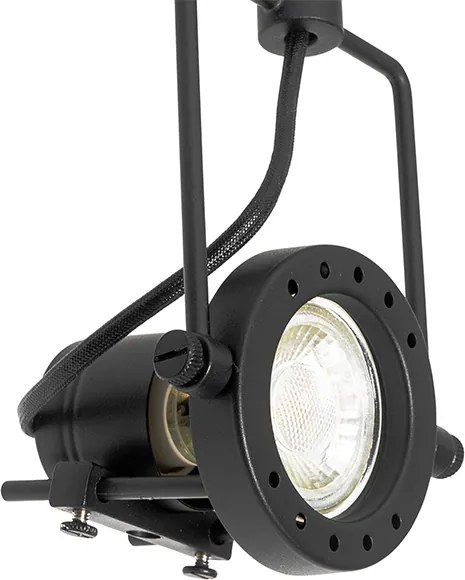 Industrialny system szynowy z 3 reflektorami 1-fazowymi czarny - Suplux