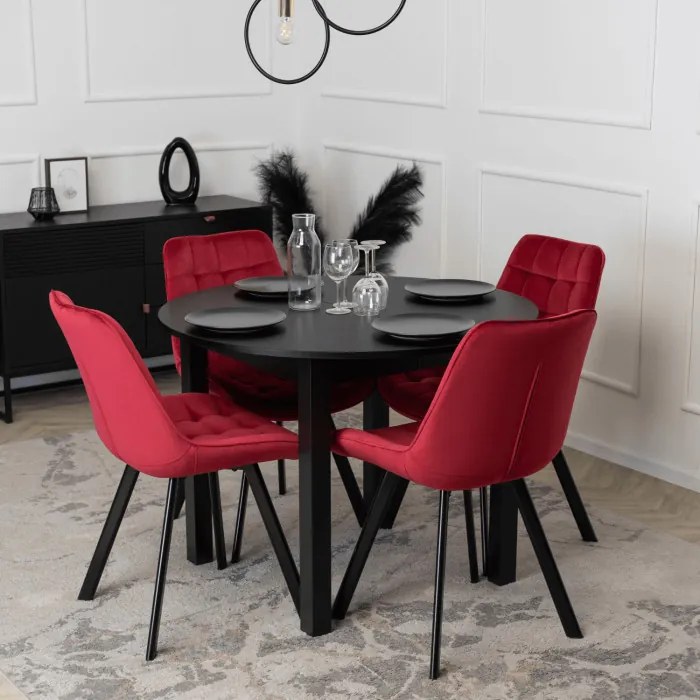 Krzesło Tapicerowane do Salonu RICK Bordowe Welurowe Nowoczesne Loft