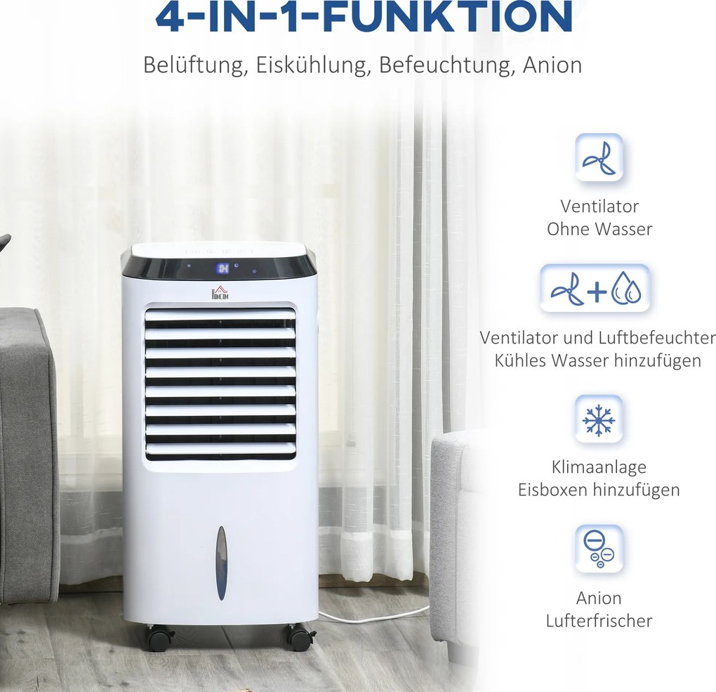 HOMCOM Mobilny Klimatyzator z pilotem 20 ㎡ kolor: biały + czarny, 38,2 x 31,6 x 76 cm