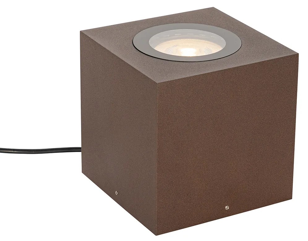 Industrialny reflektor ogrodowy rdzawo-brązowy kwadratowy IP65 AR111 - Lennard