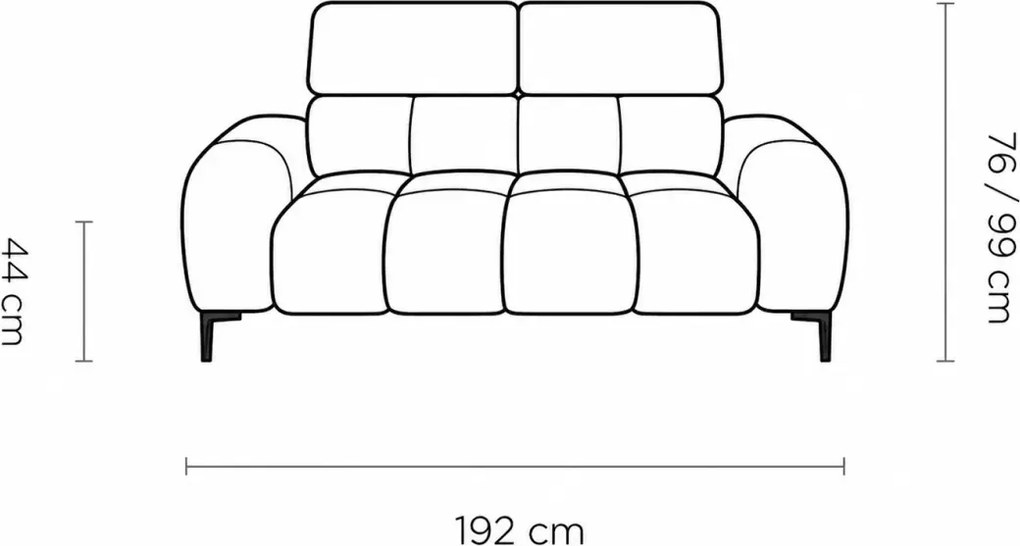 Sofa Plazi 3 osobowa z regulowanymi zagłówkami - nowoczesna kanapa do pokoju gościnnego