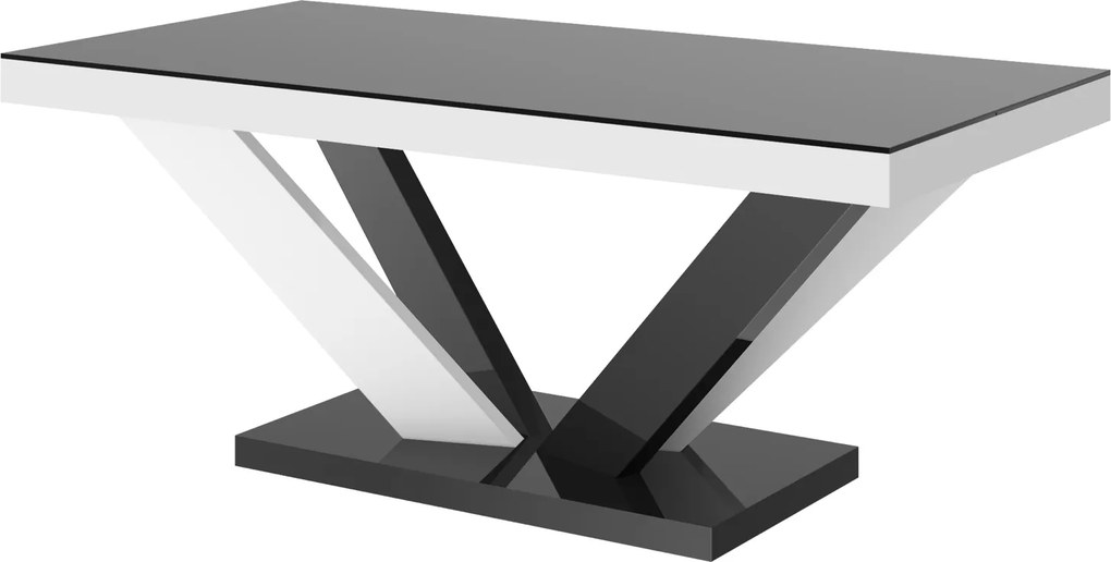 Nierozkładana ława na designerskiej podstawie Viva 2 Mini w wysokim połysku
