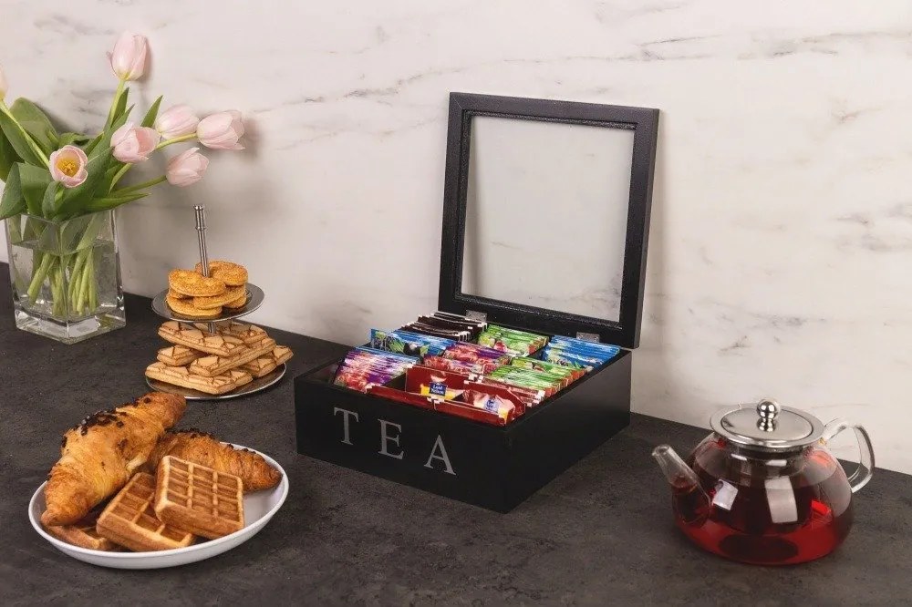 Drewniana herbaciarka TEA, 9 przegródek