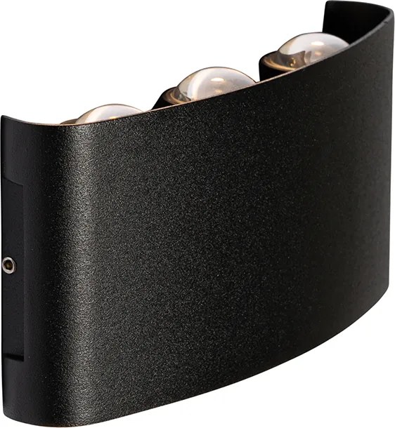 Lampa ścienna zewnętrzna czarna w tym LED 6-świateł IP54 - Silly