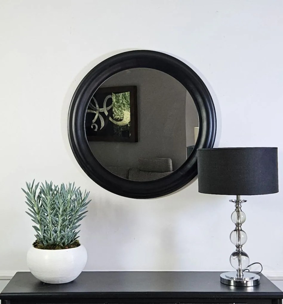 Lustro w czarnej, okrągłej ramie , średnica 76cm