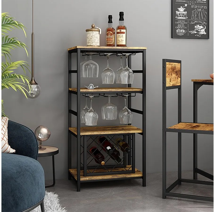 Stojak na wino rustykalny dąb 50x35x100 vela