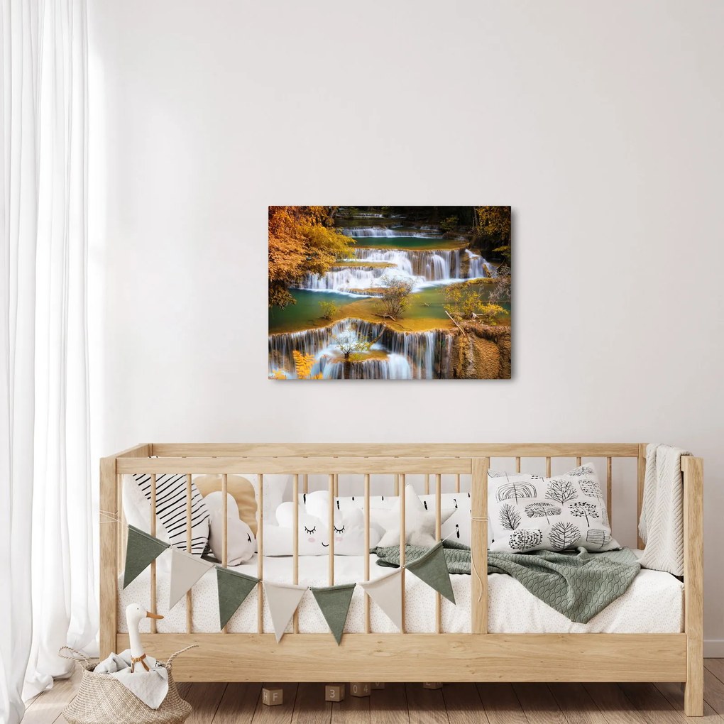 Obraz - Wodospady Huay Mae Khamin, Tajlandia (70x50 cm)
