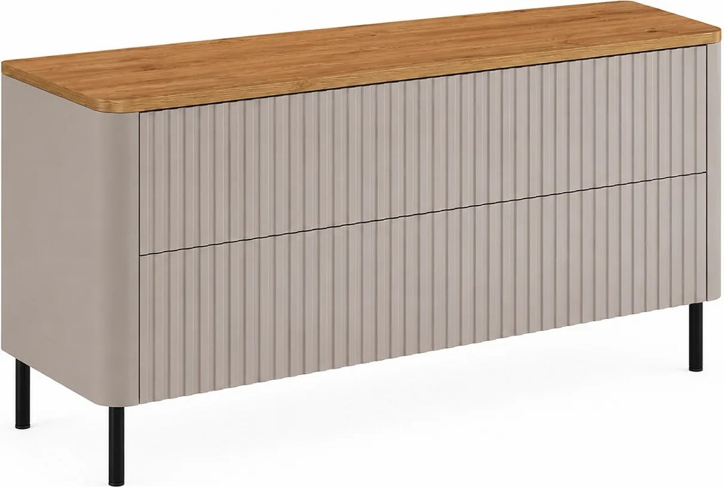 Szafka łazienkowa 120, Kaszmir, blat dąb craft, nogi czarne, 120,8 x 44,2 x 65 cm