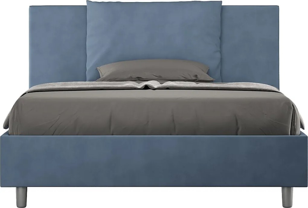 Łóżko bez stelaża tapicerowane 140x210 microfibra niebieski Antea